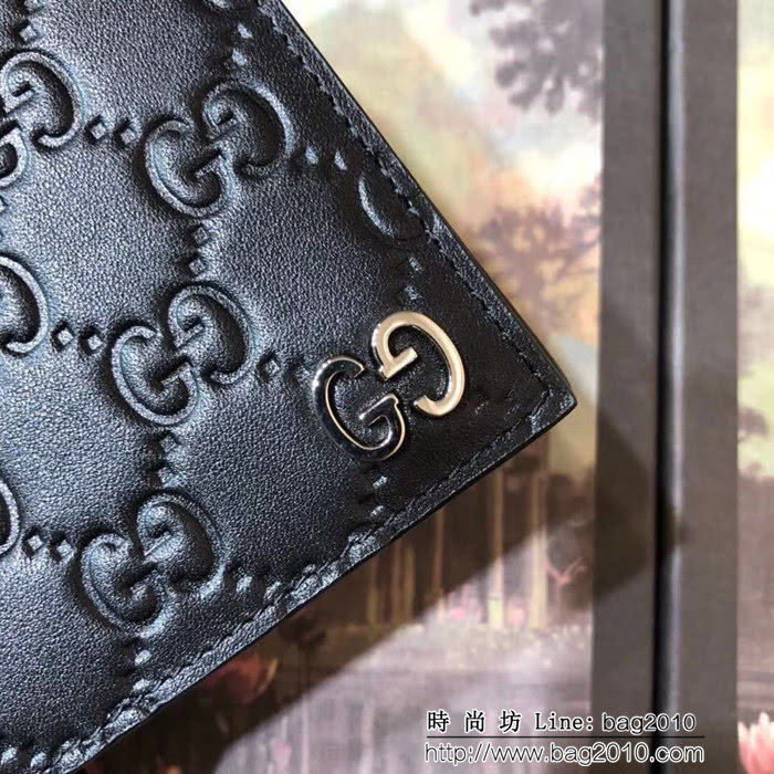 GUCCI古馳 專櫃同步 牛皮壓花 雙G五金 男士雙折皮夾 473916 克壓花皮 WTG1935